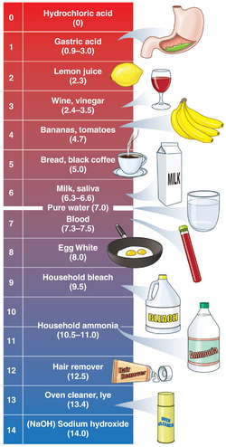 What is the pH level of hydrochloric acid?