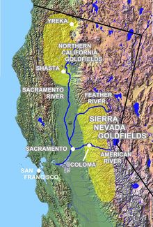 California goldfields in the Sierra Nevada and northern California