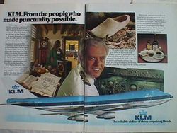 Captain Jacob van Zanten featuring in a KLM magazine advertisement.
