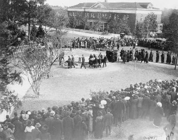 Booker T. Washington's coffin being carried to grave site.