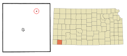 Location within Stevens County and Kansas