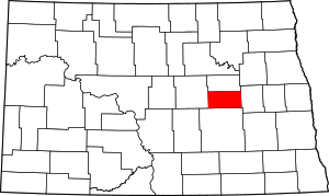 Map of North Dakota highlighting Foster County