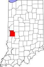 Parke County's location in Indiana