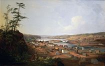 A painting of Oregon City, c. 1850–52, by John Mix Stanley