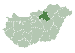 Heves County within Hungary
