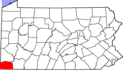 Location of Greene County in Pennsylvania