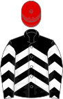 Black and white chevrons, red cap