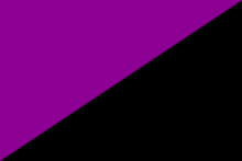 Purple-and-black diagonally bisected flag