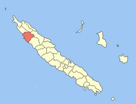 Location of the commune (in red) within New Caledonia