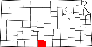 Map of Kansas highlighting Barber County