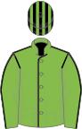 Light green, black seams, striped cap