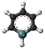 Ball-and-stick model of the Silabenzene molecule