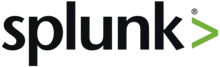 Splunk's logo consists of the company's name in a sans-serif font, followed by a "greater than" symbol in light green.
