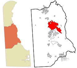 Location in Kent County and the state of Delaware.