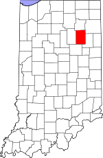 Map of Indiana highlighting Huntington County