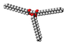 Space-filling model of the tristearin molecule