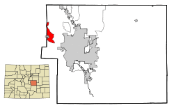 Location of the Cascade-Chipita Park CDP in El Paso County, Colorado.