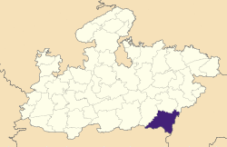 Location of Balaghat district in Madhya Pradesh