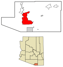 Location of Rio Rico in Santa Cruz County, Arizona