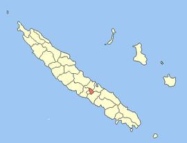 Location of the commune (in red) within New Caledonia