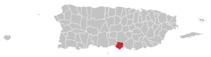 Map of Puerto Rico highlighting Santa Isabel Municipality