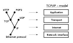 Protocols in relation to the Internet layering scheme.
