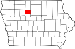 Map of Iowa highlighting Humboldt County