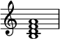 { \override Score.TimeSignature #'stencil = ##f \relative c' { \clef treble \time 4/4 <b d f a>1 } } 