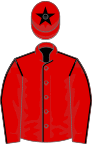 Red, black seams, black star on cap