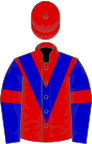 Red, blue chevron and sleeves, red armlets