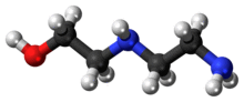 Ball-and-stick model of the aminoethylethanolamine molecule
