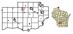 Location of Cazenovia in Sauk County, Wisconsin.