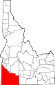State map highlighting Owyhee County