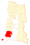 Location of the Quellón commune in Los Lagos Region