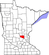 State map highlighting Sherburne County