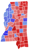 Mississippi Senate Election Results by County, 2008.svg