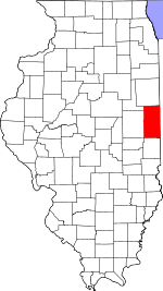 Map of Illinois highlighting Vermilion County