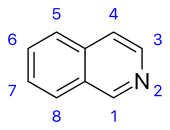 Isoquinoline numbered.svg