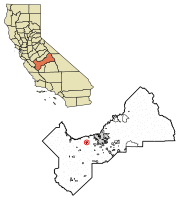 Location of Kerman in Fresno County, California.