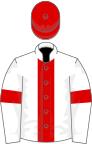 White, Red stripe, Red armlets and cap