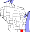 State map highlighting Walworth County