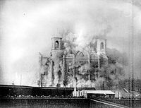 A church being dynamited