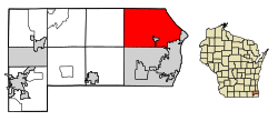 Location of Caledonia in Racine County, Wisconsin.