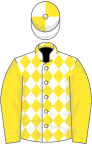 WHITE and YELLOW DIAMONDS, yellow sleeves, quartered cap
