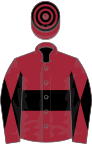 Maroon, black hoop, diabolo on sleeves, hooped cap