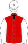 Red, white sleeves and cap