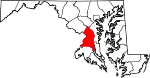 State map highlighting Prince George's County