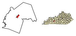 Location of Morgantown in Butler County, Kentucky.