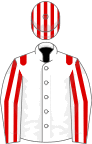 White, Red epaulets, striped sleeves and cap