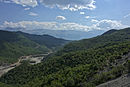 River Fluss Lengarica, mountains Nemërçka and Dhëmbel and construction site.jpg